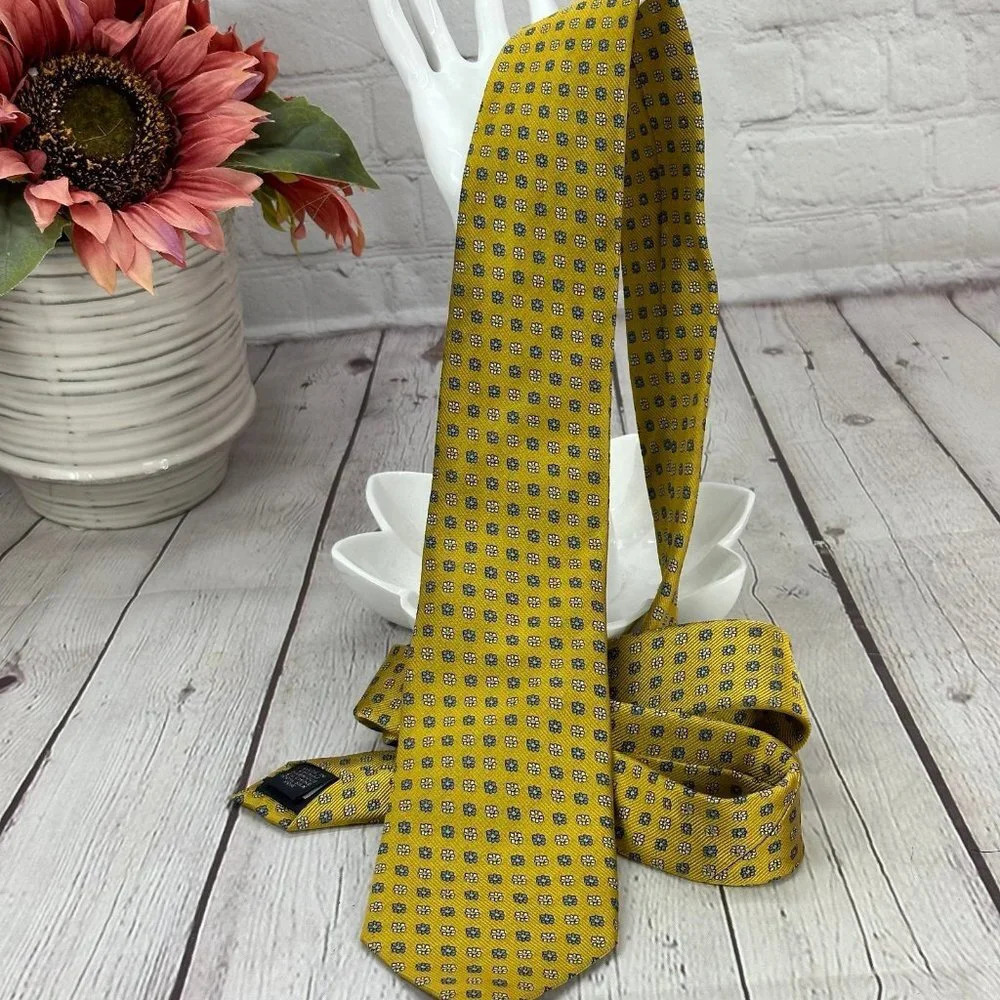 Lands' end silk tie blue gold